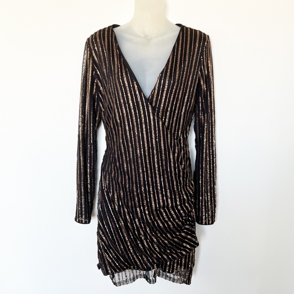 The Jetset Diaries x Revolve Womens Black Mini Gold Sequin Dress Sz M - Picture 2 of 11